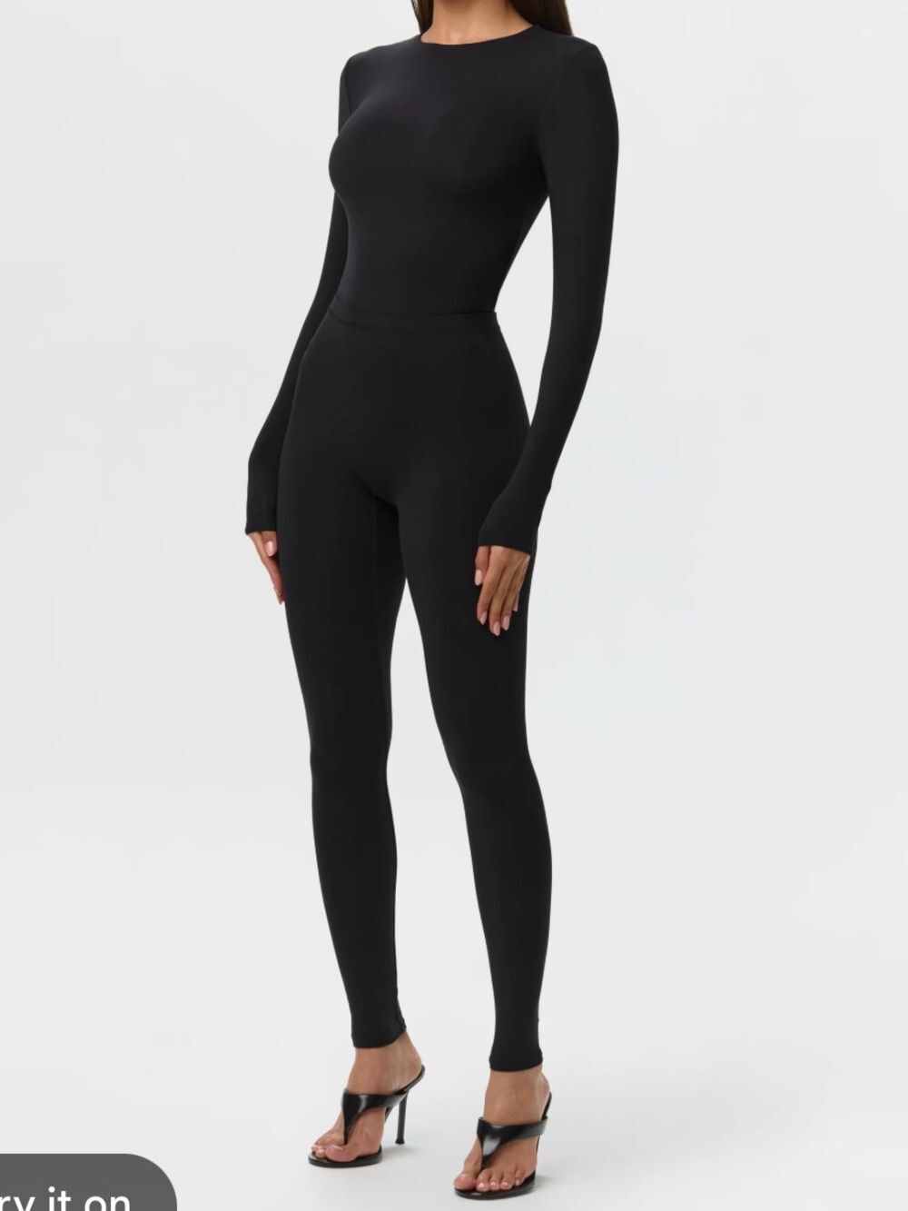 Naked Wardrobe Black Long Sleeve Bodycon Fitted Jumpsuit NWOT